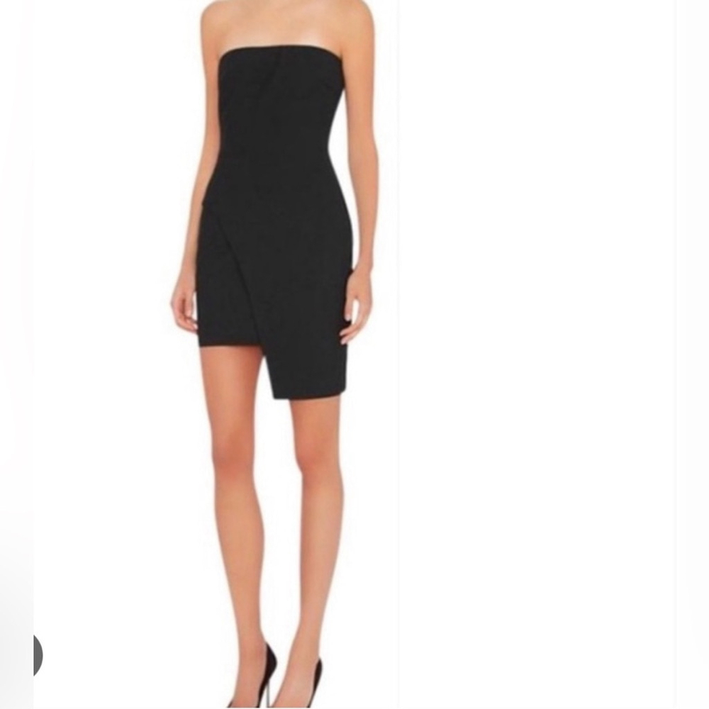 Elizabeth and James Black Strapless Asymmetrical Dress Size 8 Cocktail Event